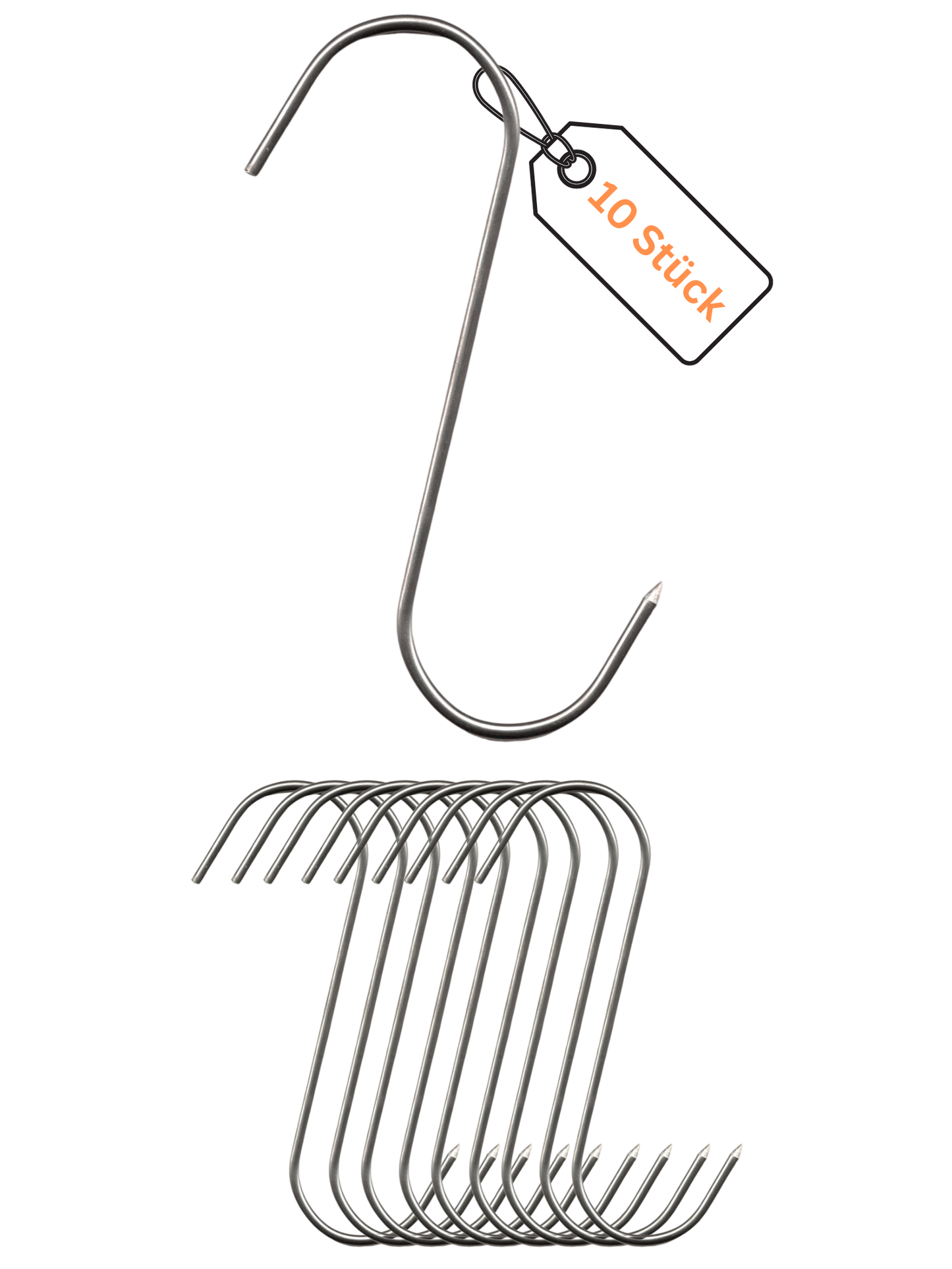 S-Haken – 10 Stk Ø 3,5 mm aus lebensmittelechtem Edelstahl