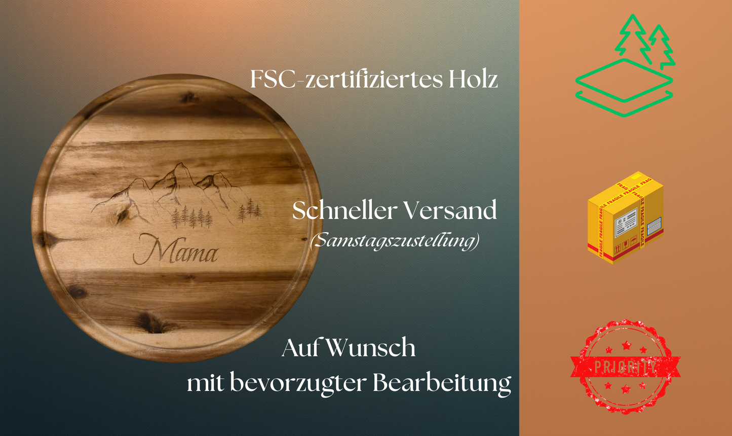 Rundes Akazienholz Schneidebrett | 30×30