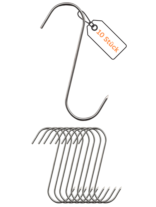 S-Haken – 10 Stk Ø 3,5 mm aus lebensmittelechtem Edelstahl