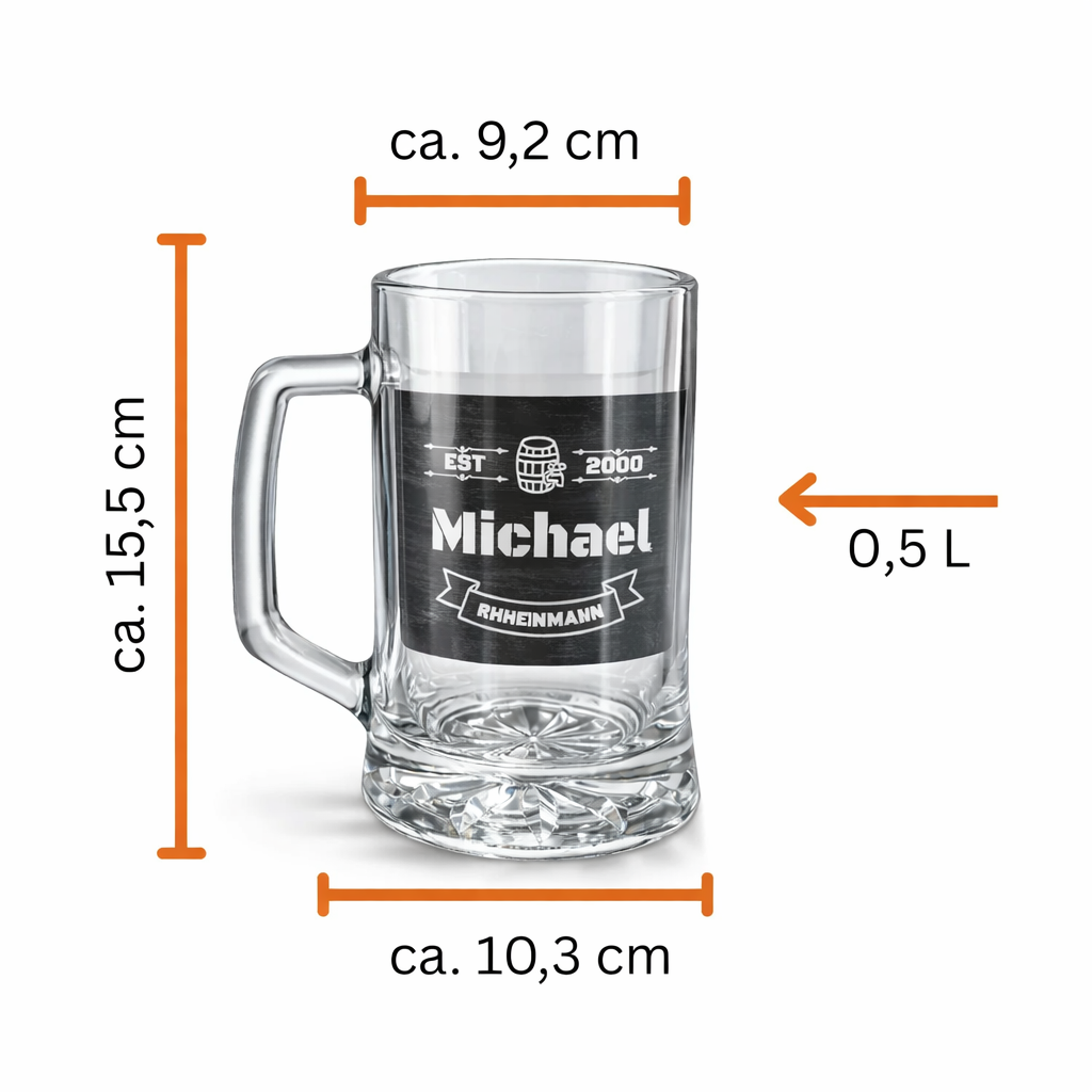 Bierkrug 500 ml mit Gravur