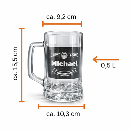 Bierkrug 500 ml mit Gravur